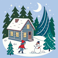 Christmas decorative Illustration design, Winter holiday illustration
