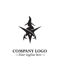 Mystical Black Witch Logo Symbol on White Background for Modern Magical Branding Design Effects
