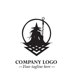 Mystical Black Witch Logo Symbol on White Background for Modern Magical Branding Design Effects