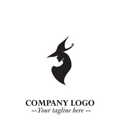 Mystical Black Witch Logo Symbol on White Background for Modern Magical Branding Design Effects