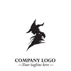 Mystical Black Witch Logo Symbol on White Background for Modern Magical Branding Design Effects