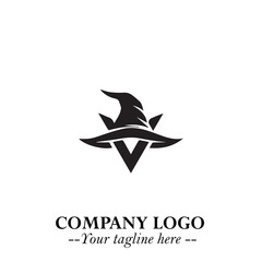 Mystical Black Witch Logo Symbol on White Background for Modern Magical Branding Design Effects
