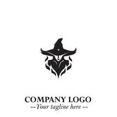 Mystical Black Witch Logo Symbol on White Background for Modern Magical Branding Design Effects