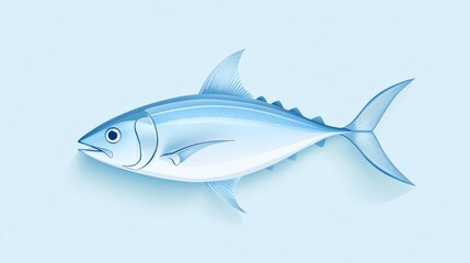 Fototapeta premium 12.A highly detailed vector illustration of a tuna fish swimming with sleek, streamlined features and a reflective shimmer on its scales, set against a transparent background, allowing the fish to