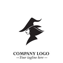 Mystical Black Witch Logo Symbol on White Background for Modern Magical Branding Design Effects