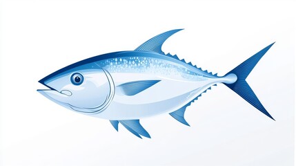 Fototapeta premium 14.A realistic vector illustration of a tuna fish with fine detailing in the body texture and gills, emphasizing the streamlined body shape and underwater grace, set against a crisp transparent