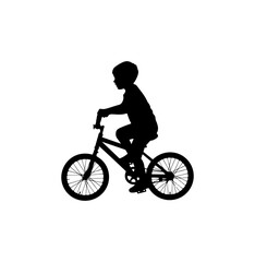 Obraz premium Child Riding Bicycle Silhouette