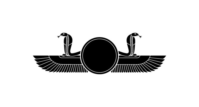 Ancient Egyptian Winged Sun Disk with Uraeus Cobras