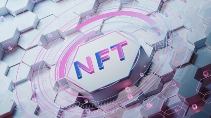 The concept of NFT, 3d rendering 4k - Powered by Adobe