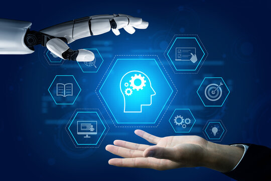 AI or human-driven skill acquisition and training with icons of knowledge, goals, task management, and system optimization Vouch