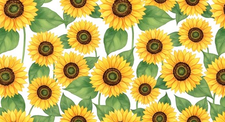 Naklejka premium Sunflower Seamless Pattern Background 