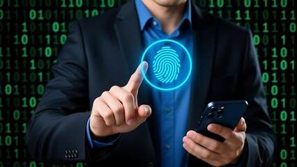 Unlocking phone with fingerprint scan for secure access and digital identity verification on mobile device