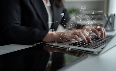 Global business network connecting digital economy and data exchange. Global business expands market, business shares data, global drives finance, and global business supports insight. Latch