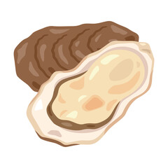 殻付き牡蠣のイラスト／ Illustration of Oysters in the Shell