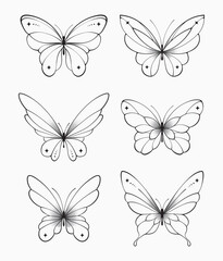 Set of butterfly tattoo illustrations