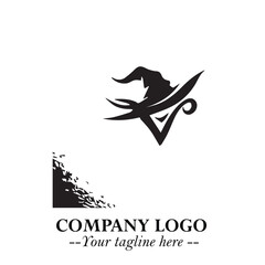 Mystical Black Witch Logo Symbol on White Background for Modern Magical Branding Design Effects
