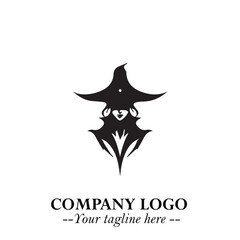 Mystical Black Witch Logo Symbol on White Background for Modern Magical Branding Design Effects