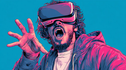 gamer immersed in virtual reality experience with neon lighting representing future gaming and digital immersion