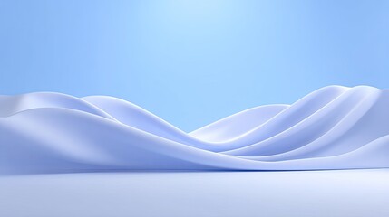 Soft Curves of White Fabric Waves Under Bright Blue Sky Creating Calm and Peaceful Background for Creative Projects and Design Work