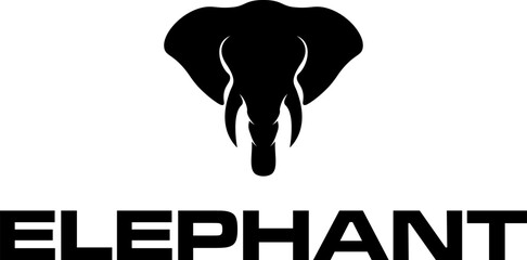 simple black silhouette elephant mammoth animal head vector icon logo design 