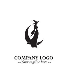 Mystical Black Witch Logo Symbol on White Background for Modern Magical Branding Design Effects