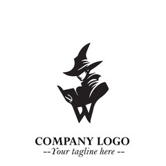 Mystical Black Witch Logo Symbol on White Background for Modern Magical Branding Design Effects