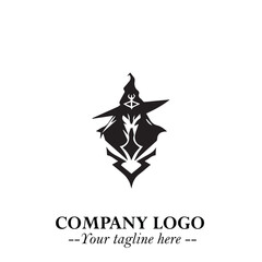 Mystical Black Witch Logo Symbol on White Background for Modern Magical Branding Design Effects