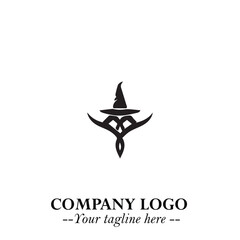 Mystical Black Witch Logo Symbol on White Background for Modern Magical Branding Design Effects