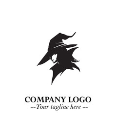 Mystical Black Witch Logo Symbol on White Background for Modern Magical Branding Design Effects
