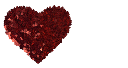 Red Sparkling Heart Made Of Glitter Confetti Isolated On White