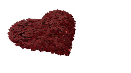 Red Glitter Heart Shape Made Of Confetti Isolated On White