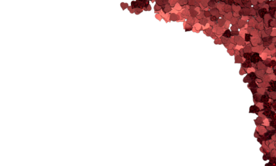 Red Glitter Heart Confetti Corner Border On White Background