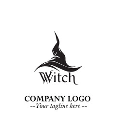 Mystical Black Witch Logo Symbol on White Background for Modern Magical Branding Design Effects
