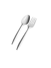 Metal Spoon And Fork Cutlery Set Isolated On White Background