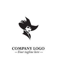 Mystical Black Witch Logo Symbol on White Background for Modern Magical Branding Design Effects