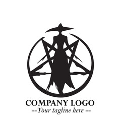 Mystical Black Witch Logo Symbol on White Background for Modern Magical Branding Design Effects