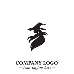 Mystical Black Witch Logo Symbol on White Background for Modern Magical Branding Design Effects