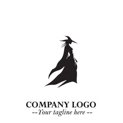 Mystical Black Witch Logo Symbol on White Background for Modern Magical Branding Design Effects