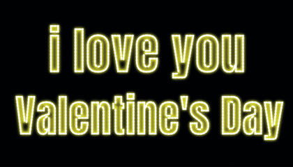 Neon green glowing text message saying i love you valentines day on a for romantic holiday celebration