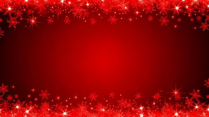 Festive Red Christmas Background with Sparkling Snowflakes and Lights.