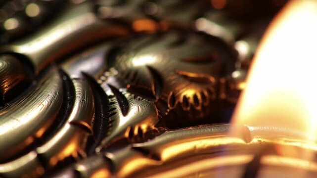 Abstract metallic structures with reflections and shadow play in close up