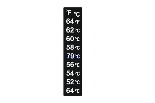 Sticker thermometer showing temperature on a transparent background