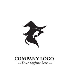 Mystical Black Witch Logo Symbol on White Background for Modern Magical Branding Design Effects