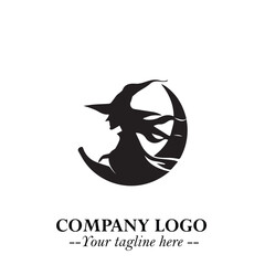 Mystical Black Witch Logo Symbol on White Background for Modern Magical Branding Design Effects
