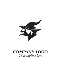 Mystical Black Witch Logo Symbol on White Background for Modern Magical Branding Design Effects
