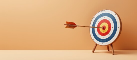 Strategic data canvas concept. Target with arrow hitting the center, set against a warm background.