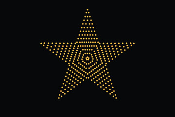 A modern luxury star illustration created with golden dotted patterns on a clean black background. This elegant geometric star design features glowing circular dots that form a premium and decorative 