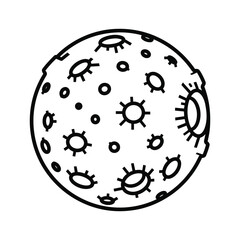 Moon or Planet with Craters Line Art Icon