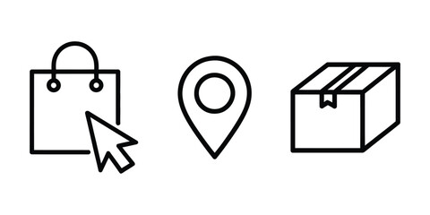 Online Shopping and Delivery Line Icons - E-commerce, Logistics & Retail