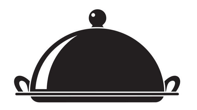 Elegant black cloche serving dish, ideal for restaurant menus and culinary designs showcasing exquisite cuisine, adds a touch of sophistication to your food presentation projects